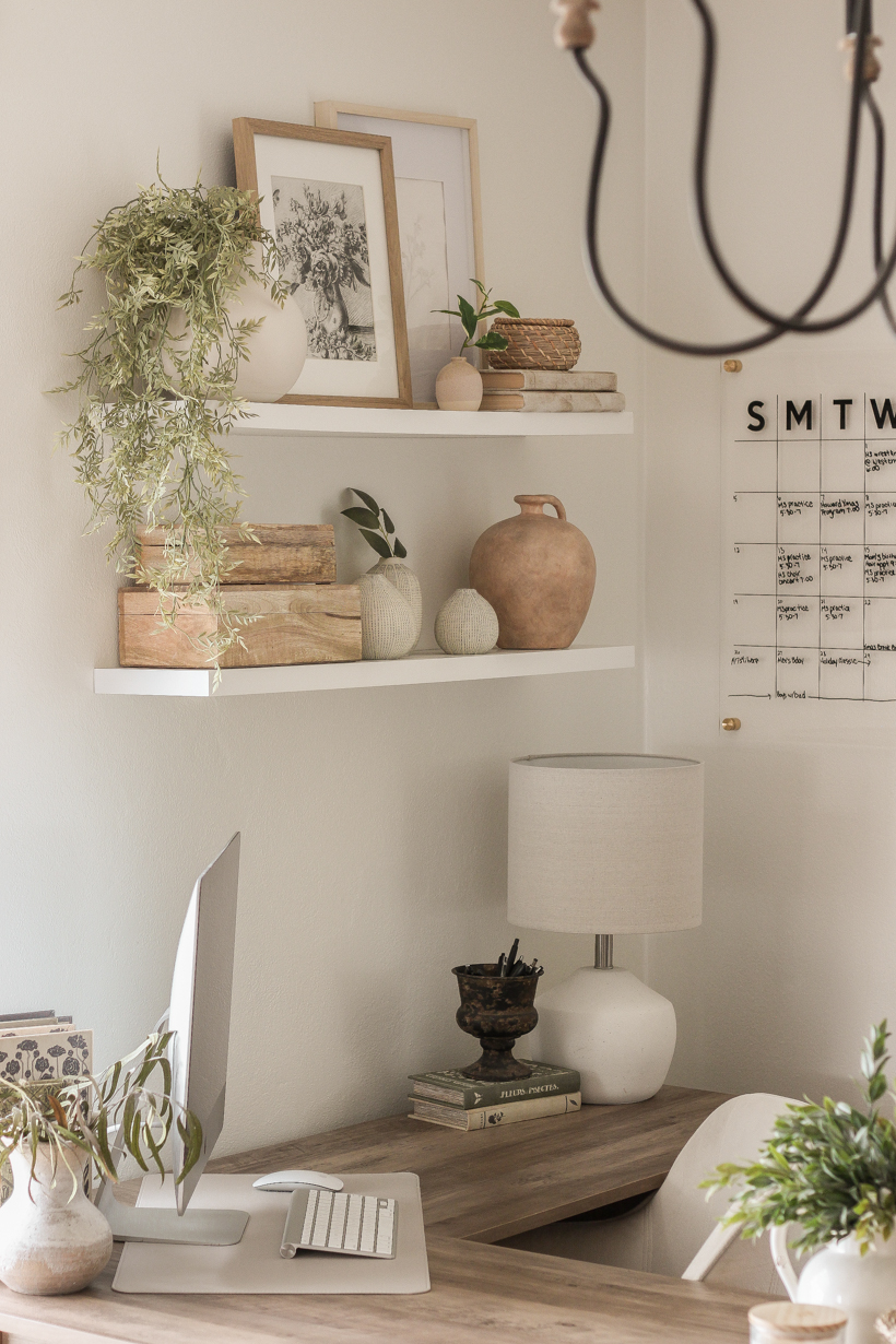 Interior decorator and home blogger Liz Fourez shares a peek inside her cozy home office