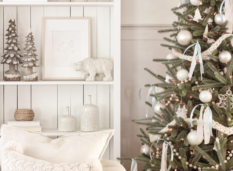 Interior decorator and home blogger Liz Fourez shares her beautiful Christmas tree and living room