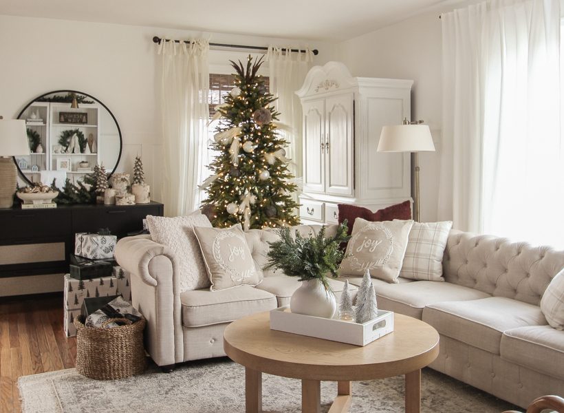 Step inside the living room of home blogger and interior decorator Liz Fourez at Christmas time