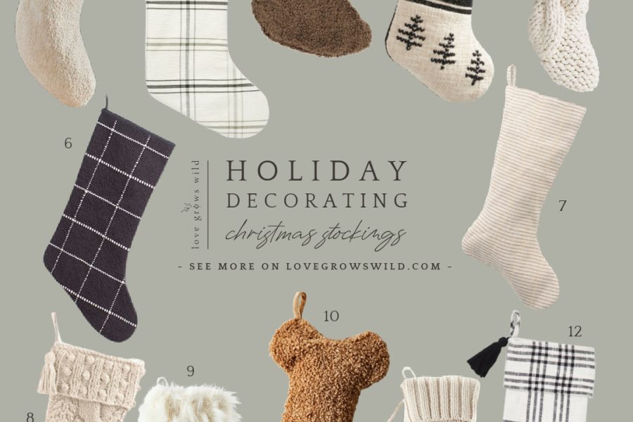 Christmas stockings for holiday decorating curated by home blogger Liz Fourez