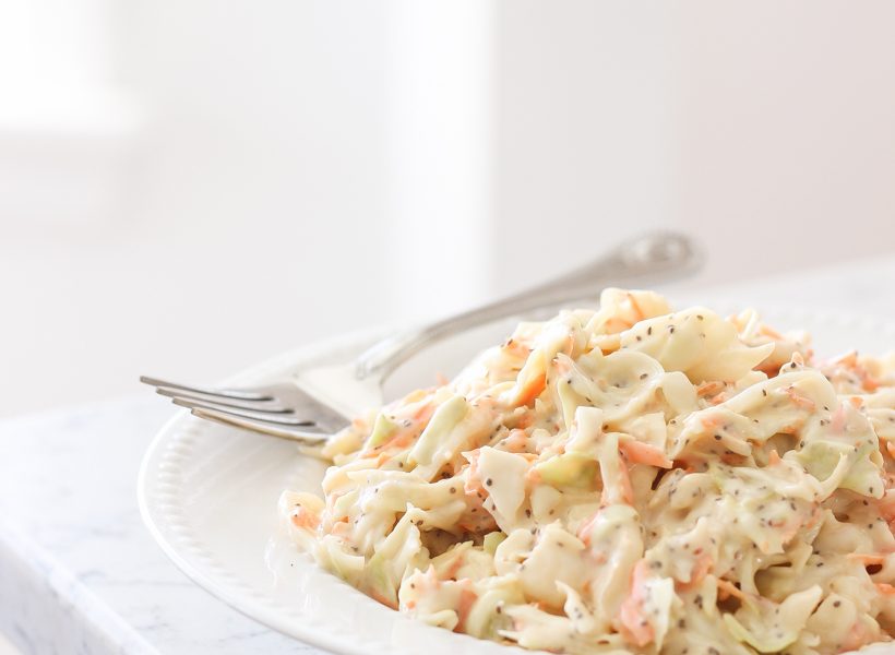 This easy, creamy coleslaw recipe is so good and makes the perfect side dish for picnics and barbecues!