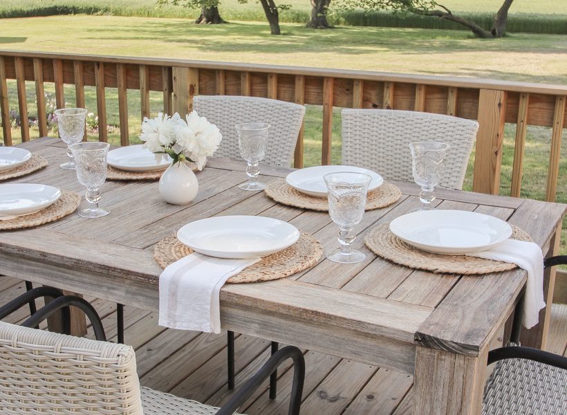 Learn how to restore and protect outdoor wood furniture from home blogger and interior decorator Liz Fourez