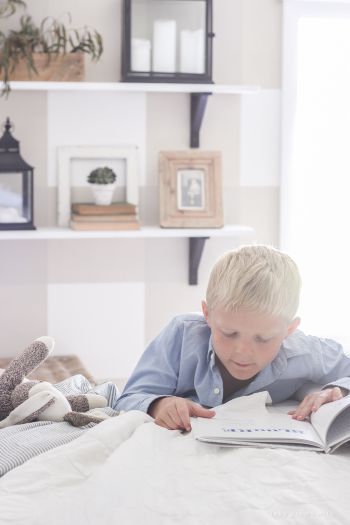 An awkward attic space turns into a charming little boy's farmhouse bedroom!