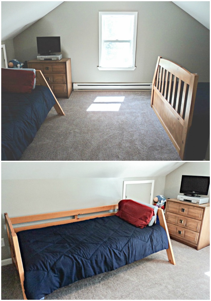 An awkward attic space turns into a charming little boy's farmhouse bedroom!