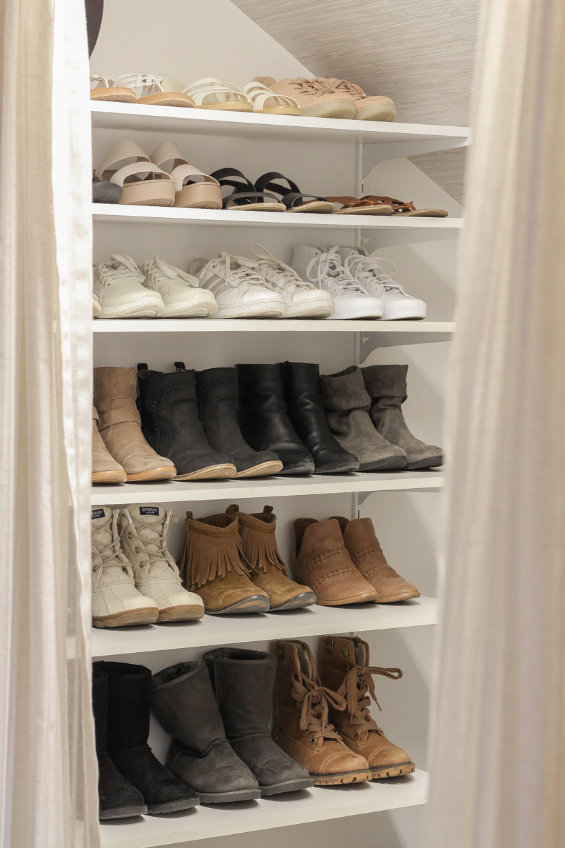 A beautiful closet makeover with ideas for organizing, storage and more from interior decorator and home blogger Liz Fourez