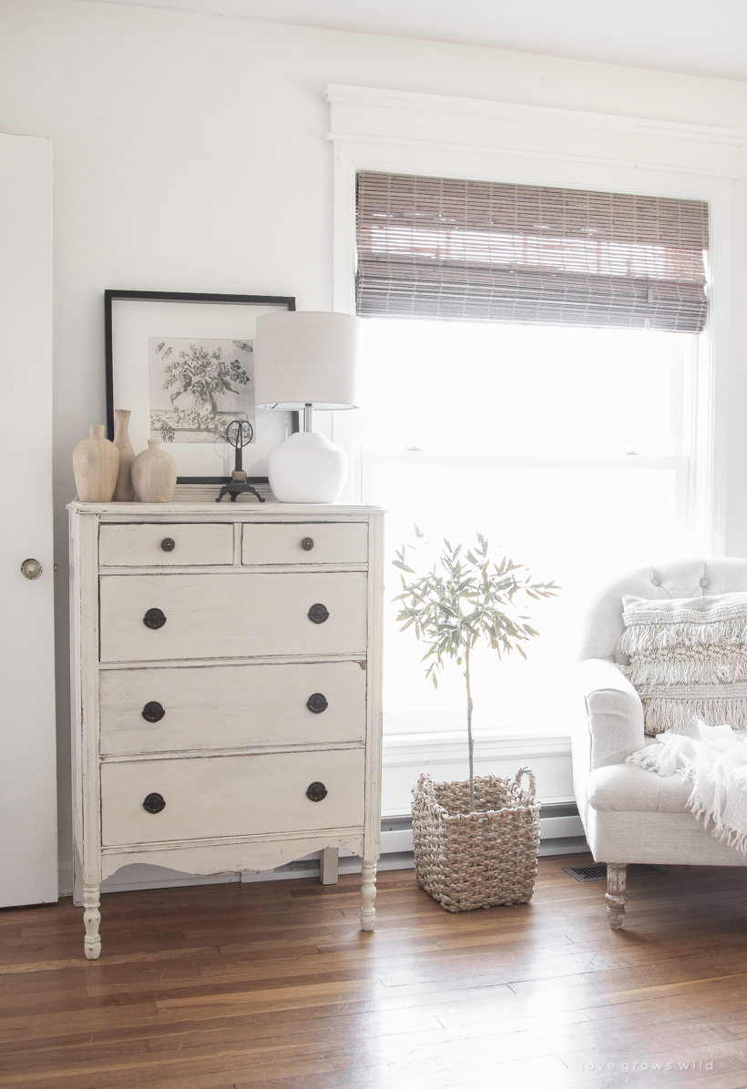 a light, bright + neutral home office