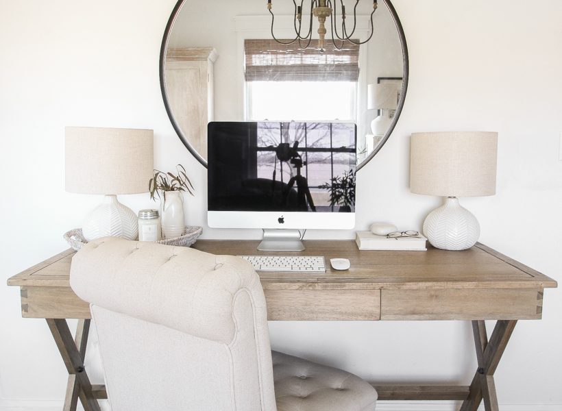 a light, bright + neutral home office