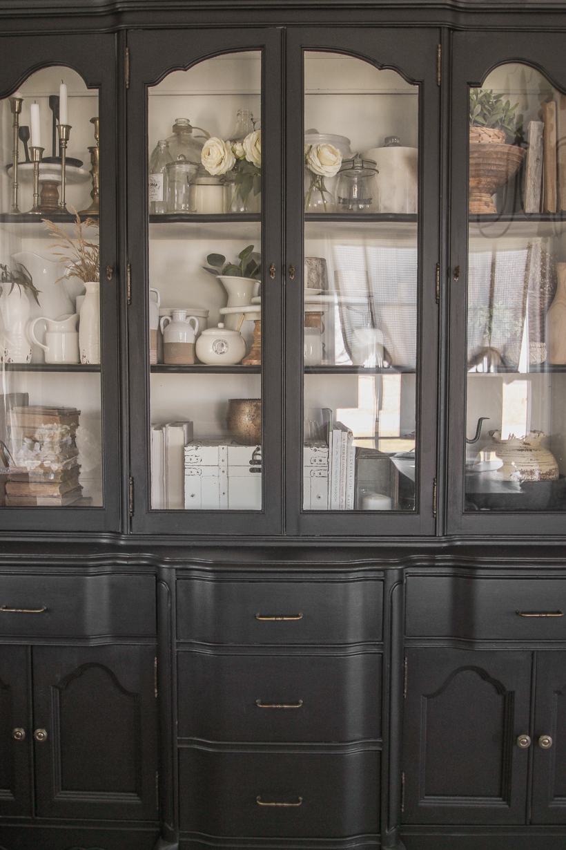 Home blogger and interior decorator Liz Fourez shares her home office that features antique furniture as the perfect storage pieces for her business.