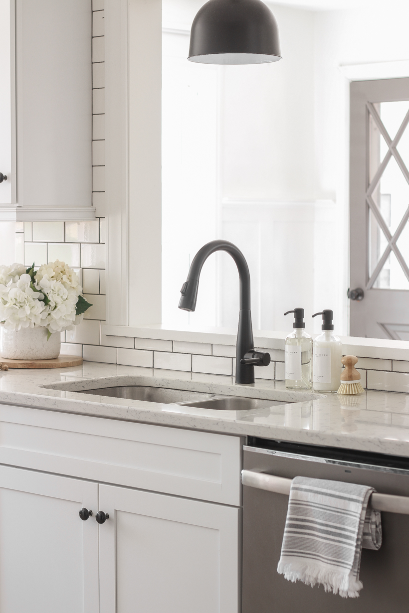 One Simple Way to Style Your Sink | Home blogger and interior decorator Liz Fourez shares tips for easily elevating your kitchen and bathroom