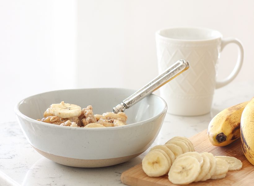 This Peanut Butter Banana Baked Oatmeal is a great healthy breakfast idea that is both easy to make and very filling! Perfect to prep ahead and reheat on busy mornings! Get the recipe at LoveGrowsWild.com