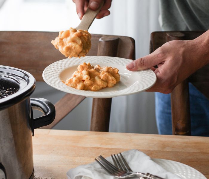 A delicious, creamy macaroni and cheese recipe that is made in a slow cooker! So easy!