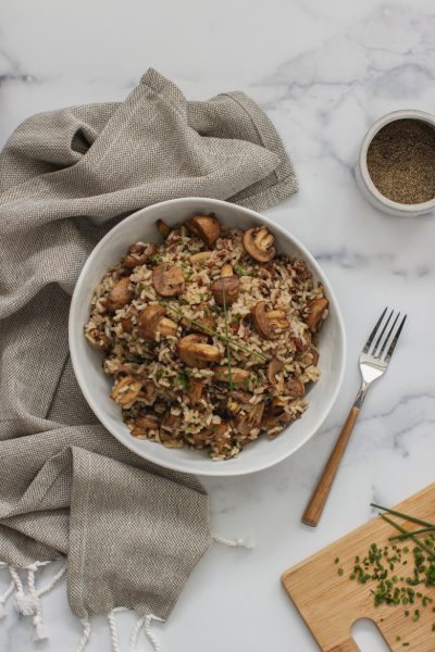 Wild Rice and Balsamic Marinated Mushrooms