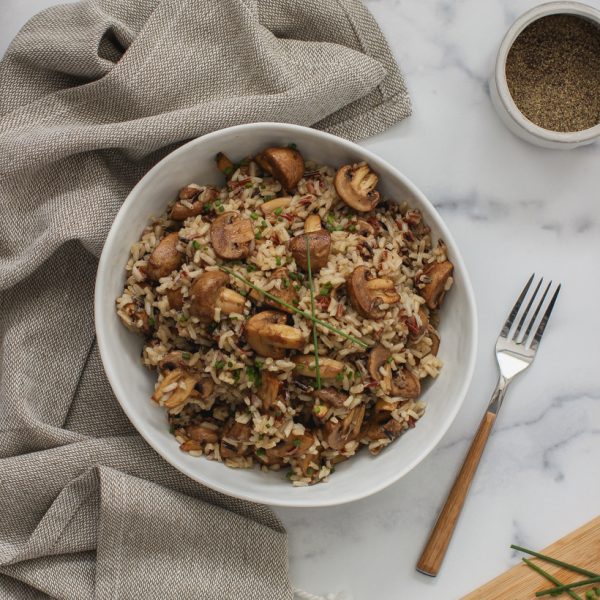 Wild Rice and Balsamic Marinated Mushrooms