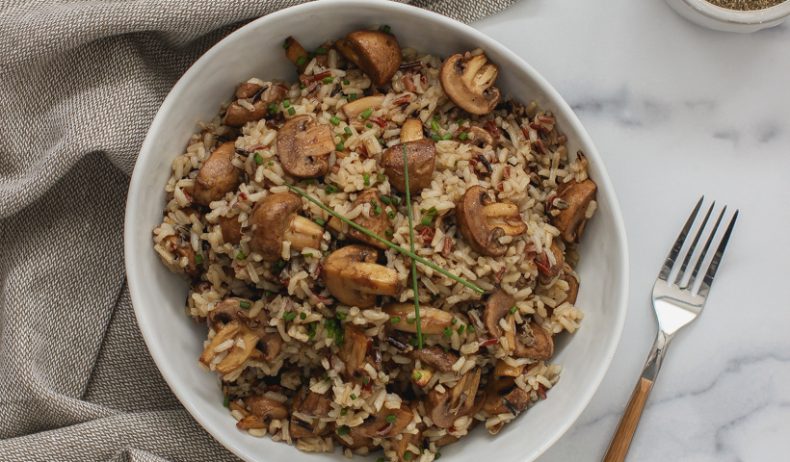 Wild Rice and Balsamic Marinated Mushrooms