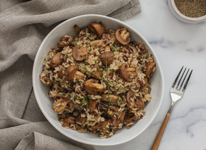 Wild Rice and Balsamic Marinated Mushrooms