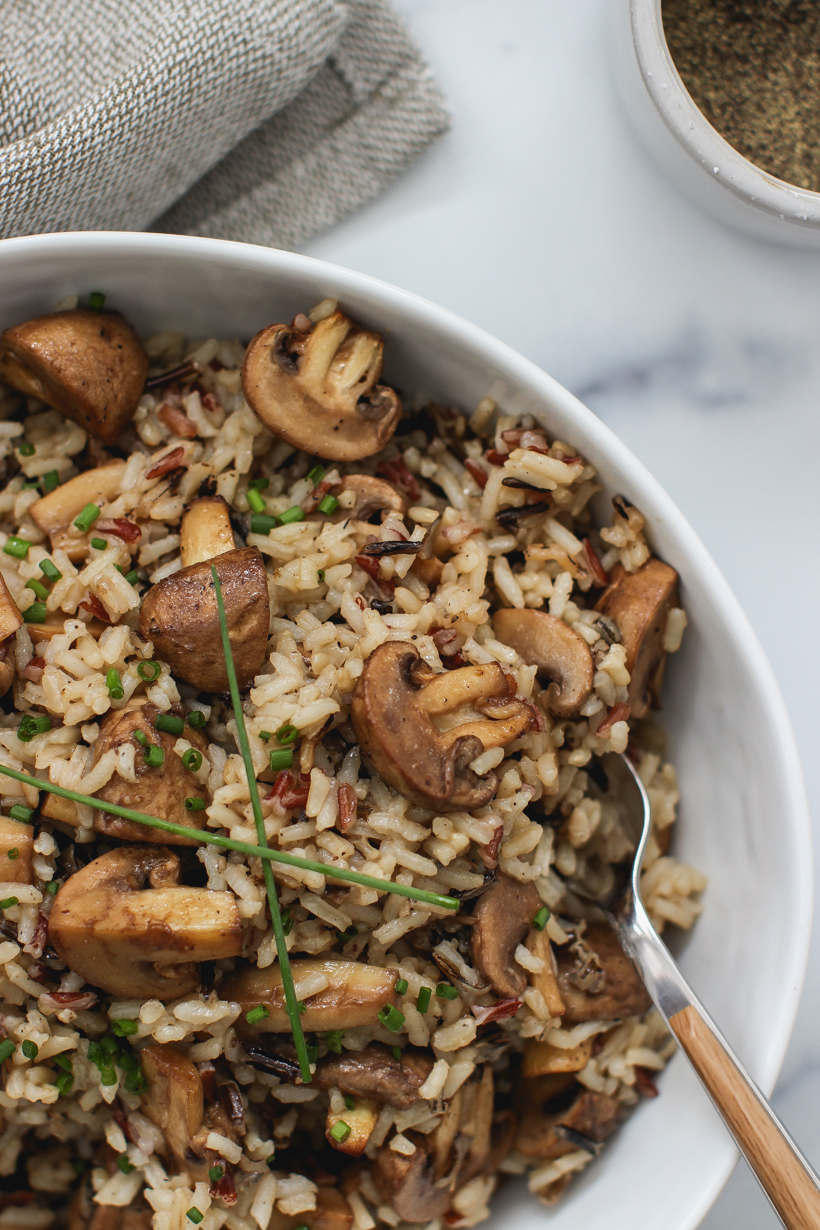 Wild Rice and Balsamic Marinated Mushrooms