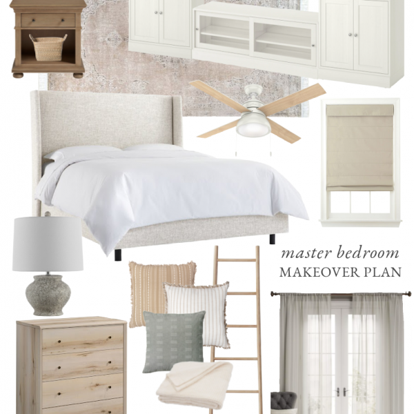 Home blogger and interior decorator Liz Fourez shares a beautiful neutral bedroom design and plans for her upcoming master bedroom makeover