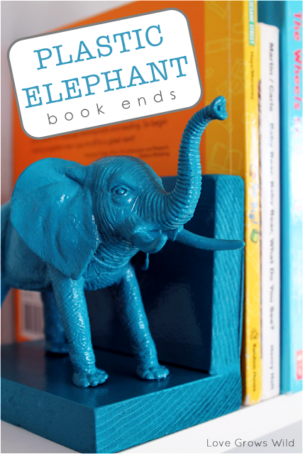 Plastic Elephant Bookends from www.lovegrowswild.com #diy #book